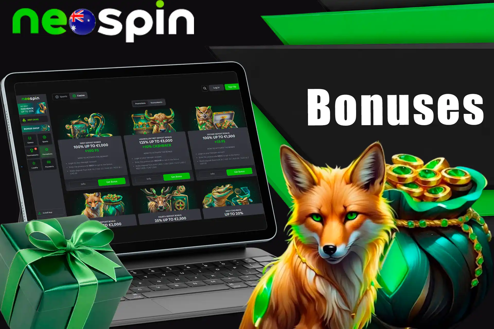NeoSpin offers a variety of bonuses and promotions.
